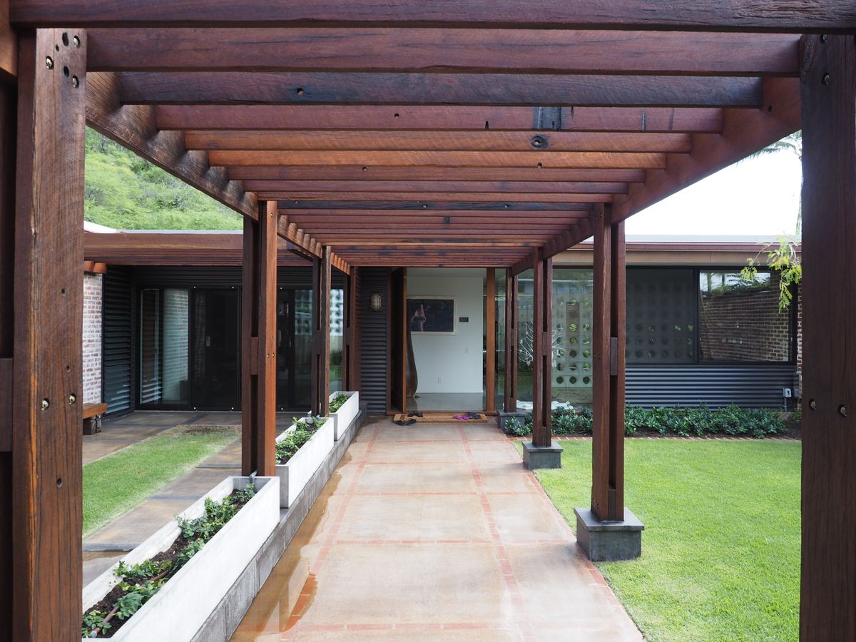 Hardwood pergola walkway